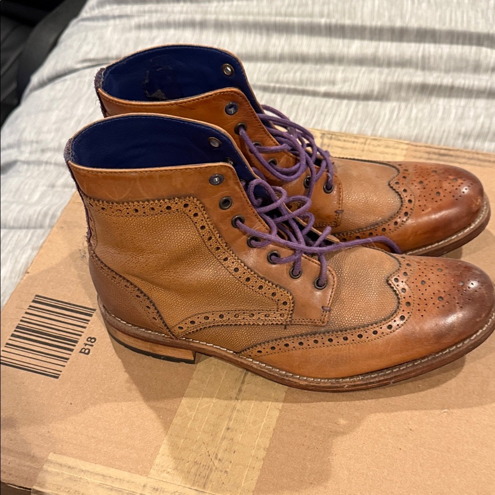Ted Baker Brown Leather Brogue Boots - Picture 3 of 5